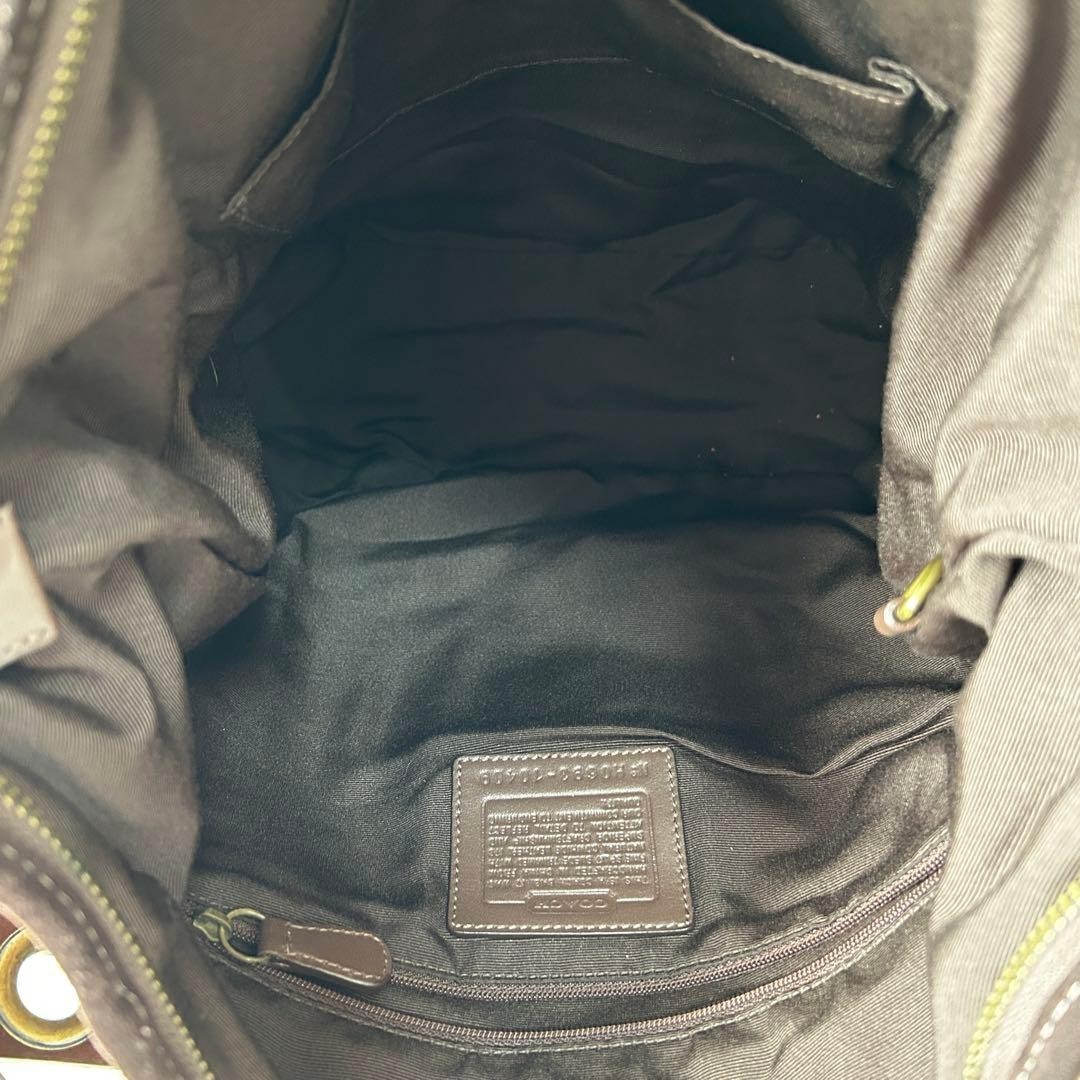 COACH Patchwork Duffle Shoulder Bag Dark Brown Le… - image 8