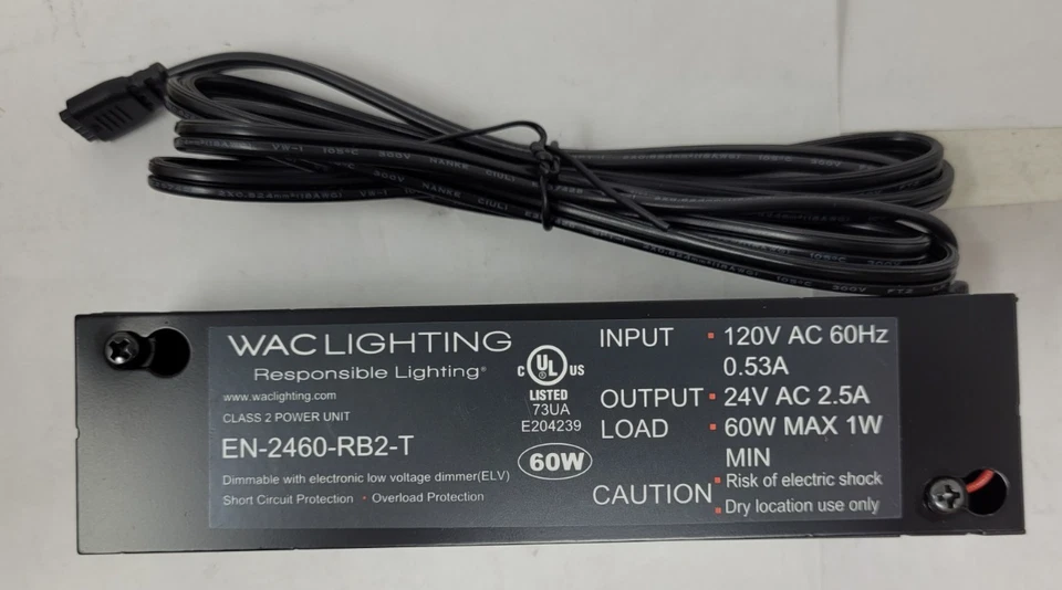 WAC Lighting EN-2460-RB2-T Enclosed Electronic Transformer 120V/24V Power Supply - Image 3 of 4