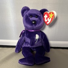 Ty Beanie Babies Princess Purple Bear Plush 1997, MINT MWMT