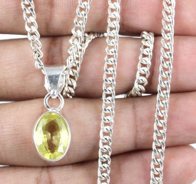 6.60 Ct Certified Natural Yellow Sapphire Oval Gems Men's Pendant Good Luck Gift