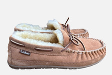 L.L.Bean Slippers Womens 9 M Wicked Good Camp Moccasins Shearling Suede Winter