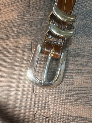 Onyx by Brighton Brown Croc Embossed Leather Belt Sz 40 | eBay display picture 1