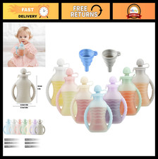 7 Pack Reusable Silicone Baby Food Pouches, Washable Freezer Squeeze 4oz, BPA-Fr