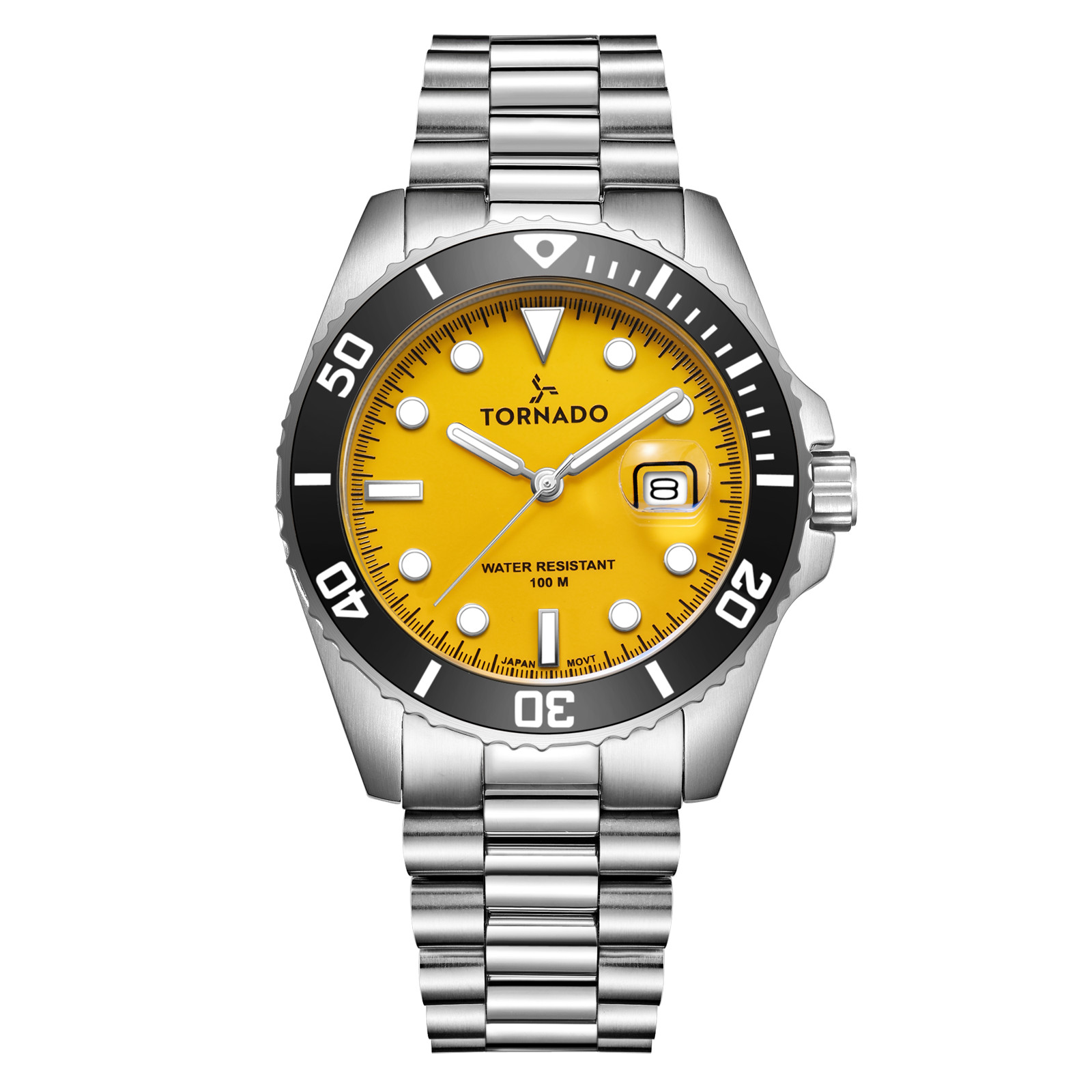 Tornado Lumina Men’s Analog Watch | Yellow Dial, Silver Case