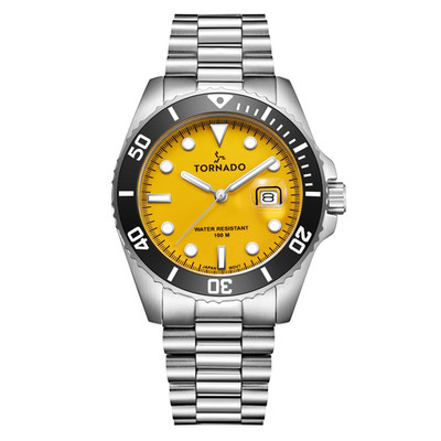 Tornado Lumina Men s Analog Watch | Yellow Dial, Silver Case