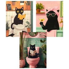 3 Pack Cat Paint by Numbers Kit for Adults Beginner, Black Cat Adult Paint by...