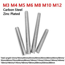 M3 M4 M5 M6 M8 M10 M12 Threaded Metric Bar Studding Rod Carbon Steel Zinc Plated