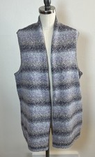 Chicos 2 Sweater Vest Cotton Blend Open Front Gray Purple Blue
