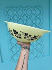 Pyrex Gooseberry Black on Yellow 4 Qt Cinderella Large Mixing Bowl Vintage 444