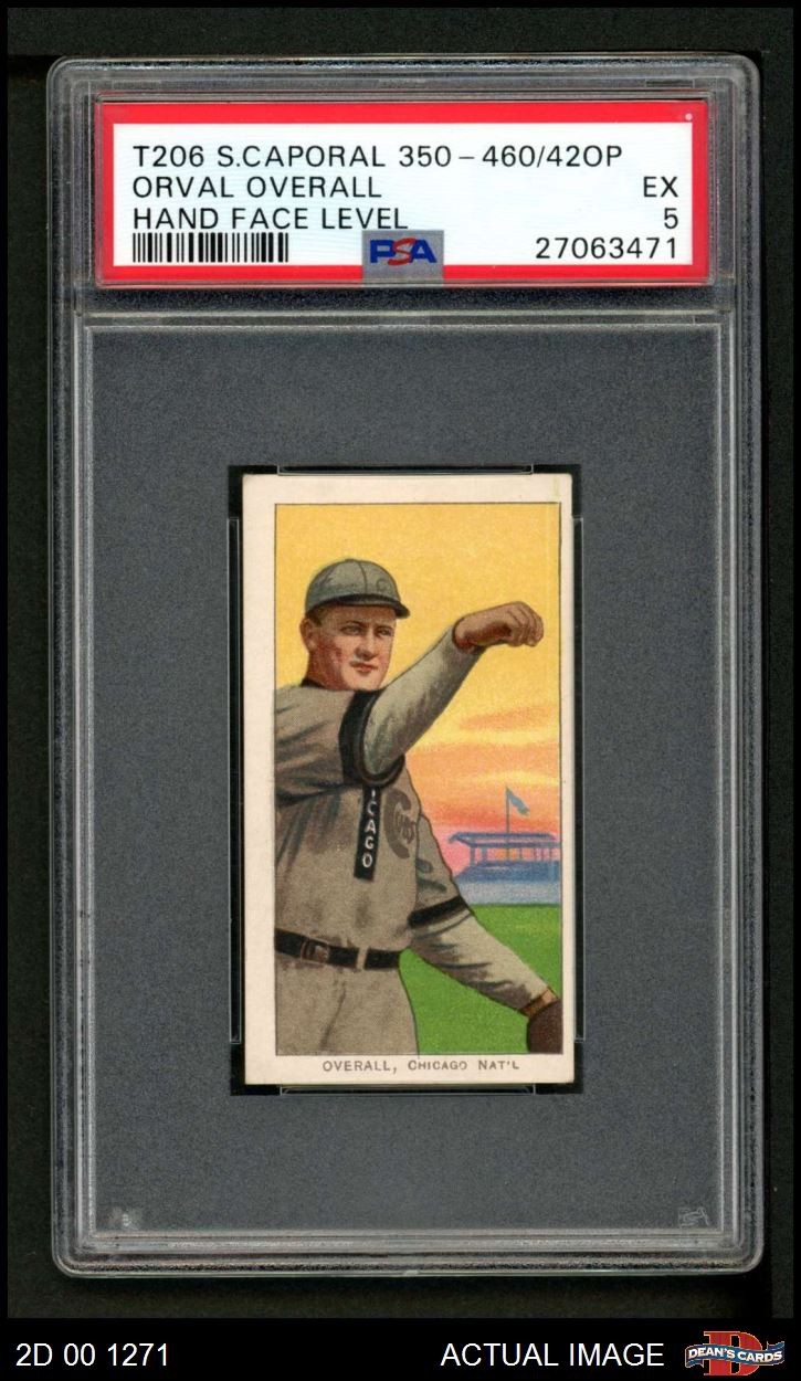 1909 T206 Orval Overall Hand at Face Level Cubs VARIATION PSA 5 - EX