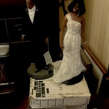 People Figurine Pair - Black Tuxedo Man & Whi...