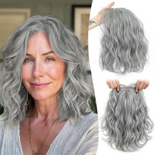 Ms Taj 11 Inch Short Wavy Salt and Pepper Hair Topper for Women with Thinning...
