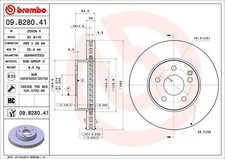 2x BREMBO Bremsscheibe 09.B280.41 f&uuml;r MERCEDES-BENZ