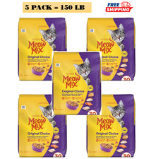 5 Packs, Meow Mix Original Choice Dry Cat Food All Ages, Chicken, Turkey, 30 Lb