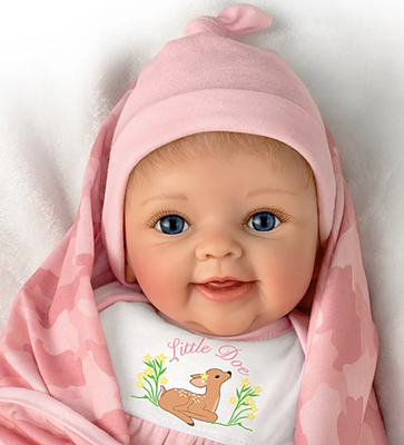 Happy Camper Baby Doll – So Truly Real Vinyl Doll With Sleeping Bag, 17" Collector’s Edition