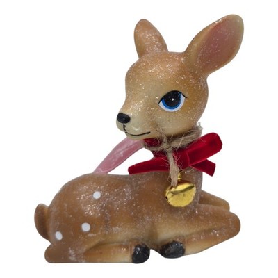 Holiday Time Retro Reindeer Glitter Christmas Vintage Style Decor 4'' 
