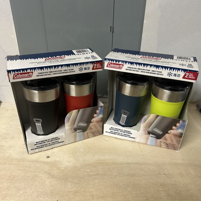 #ad Coleman 2 Pk Stainless Steel Tumbler w Straw Bottle Opener Choose Color $29.00