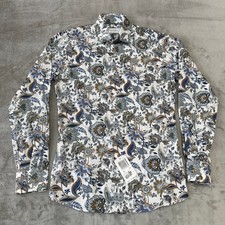 Eton Slim Fit Button-Up Dress Shirt Mens 15 38 Blue Floral Cotton 290 New NWT