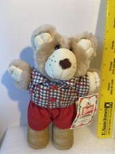 1986 Furskins Bears - Boone - Wendys Holiday Toy - Stuffed Plush Teddy 8" w/tags