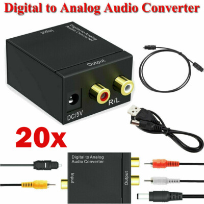 20Pcs Digital Optical Coaxial to Analog RCA L/R Audio Converter Adapter New