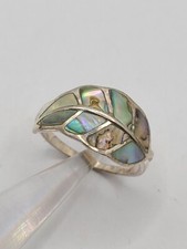 Vintage Marsala Sterling Silver Abalone Leaf Ring size 6.5 - 2.54gr