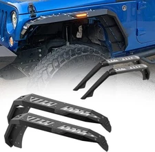 Front / Rear Fender Flares For 2007-2018 Jeep Wrangler JK Heavy Duty Steel Black