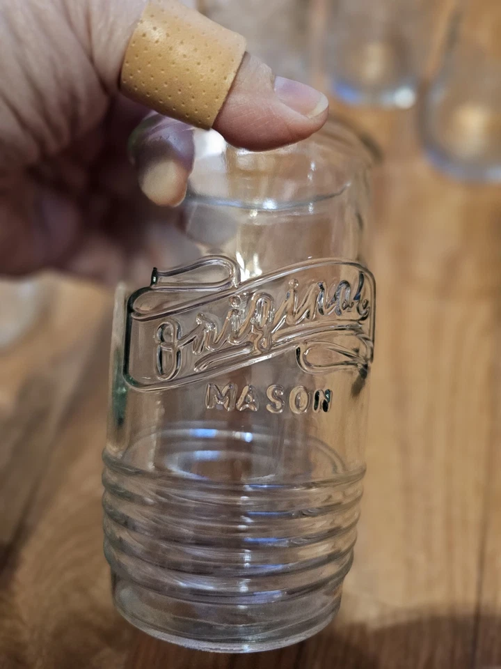 4 vasos de cerveza "Original Mason" en relieve 6" DESCONTINUADOS transparentes Foto 3 de 3