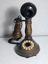 Vintage 1973 The Candlestick Telephone American Telecomm. Push Botton - Wood