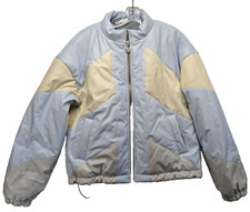 Disneyland Mickey Puffer Jacket Women Size Medium Light Blue Back Logo