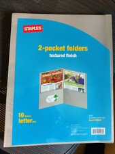 Staples Paper Folders Gray 2-Pocket 10/Pack w Business Card Holder NEW