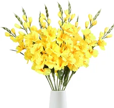 IPOPU Yellow Gladiolus Artificial Flowers - 10 PCS, 30.3 in Silk Gladiolus with 