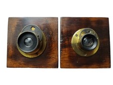 Two Vintage Lenses Diaphragm With Barrel On Plate, With Their Rings