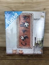 Vintage MCM Spinnerin Latch Hook Tapestry Kit Rug "Cave Birds" Shag Wall Hanging