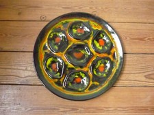 1960s French Vintage multicolor MAJOLICA OYSTER PLATE