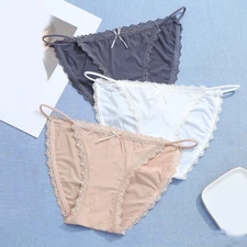 Sexy Satin Lace Tanga Bikini Knickers Briefs Panties Lingerie Full Back