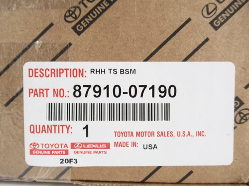 Genuine OEM Toyota 87910-07190 Passenger RH Side Mirror Assy 2019-2022 Avalon