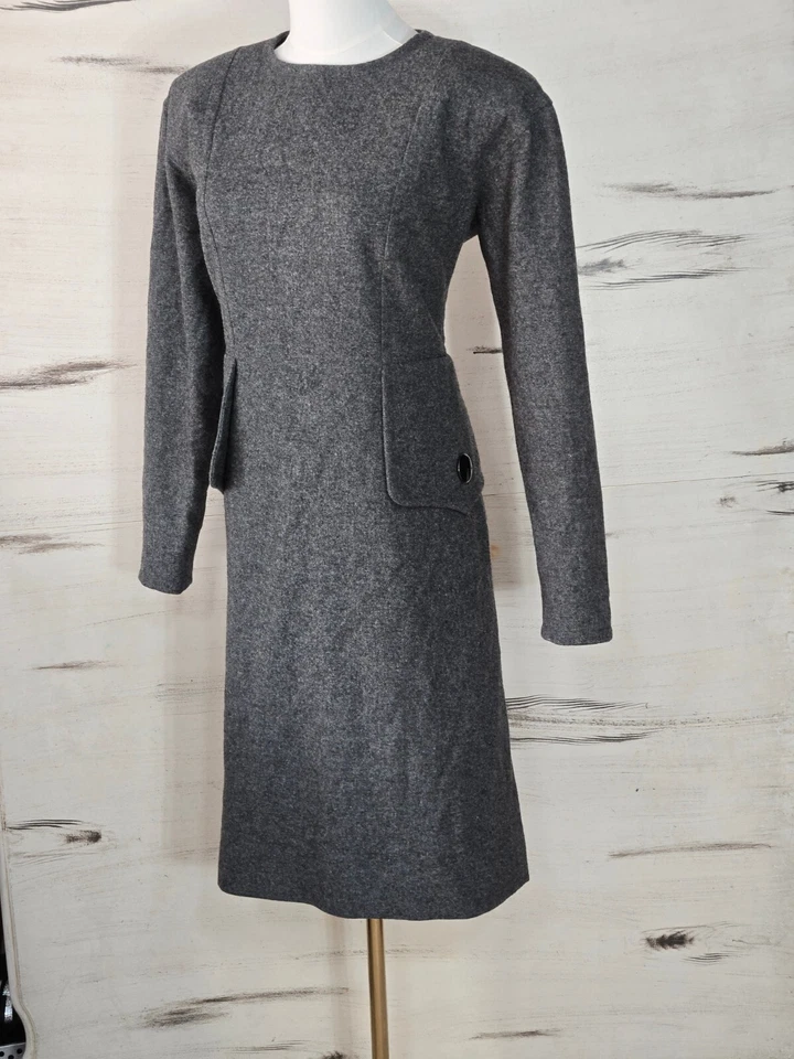 Vestido Givenchy Vintage Mujer Tweed Gris Carbón Alta Costura Talla 38 Hecho en Francia Foto 3 de 4