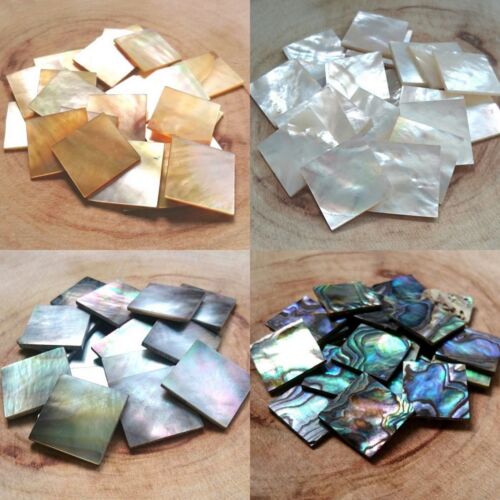 25 of 15mm/20mm Square Shell Guitar Inlay Mosaic Abalone Mother of pearl Tahiti - Picture 1 of 27