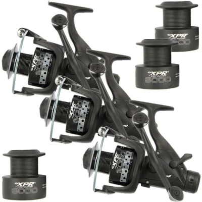 3 x NGT Carp Fishing Freespool Reels XPR 6000 Twin Handle Fishing 10BB