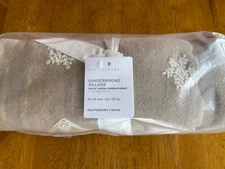 NWT Pottery Barn Gingerbread Village Embroidered Table Throw 50" Christmas