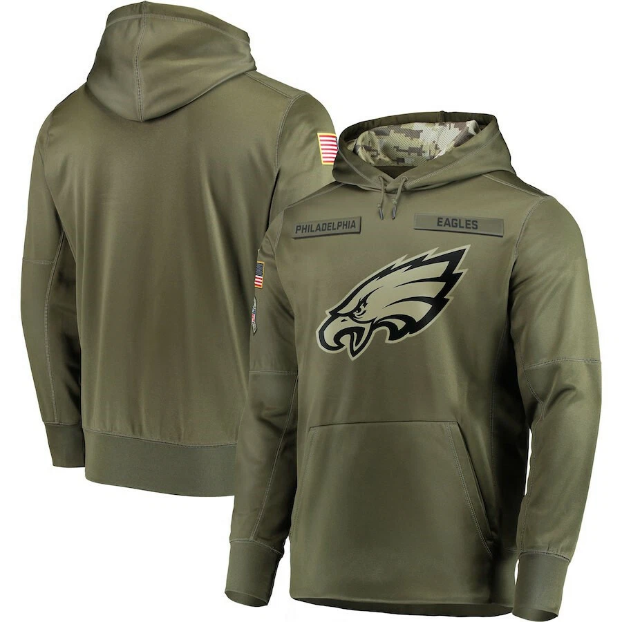 Men's Philadelphia Eagles Team Sweatshirt Salute Service Sideline  Therma Hoodie.