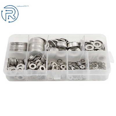 600Pack 304 Stainless Steel Flat Washer Washers Assortment Set Value Kit NEW