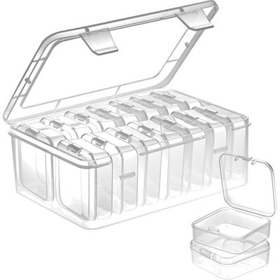 Small Storage Boxes 5.5 x 5.5 x 2 cm, 15-Piece Mini Storage Box Made of Clear...