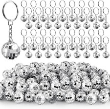 96 Pcs Mini Disco Ball Keychains Bulk Silver Mirror Disco Ball Party Favors 7...