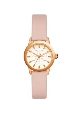 ON SALE New Tory Burch Gigi Blush 28mm Face Leather Strap Watch