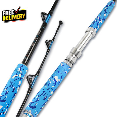 Fishing Trolling Rod 1 Piece/2 Piece Saltwater Offshore Heavy Roller Rod Big G..