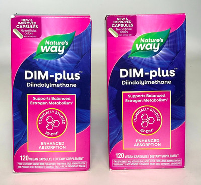 2 Pack Nature's Way DIM-Plus DIM Diindolylmethane Supplement - 240ct *EXP 07/26*