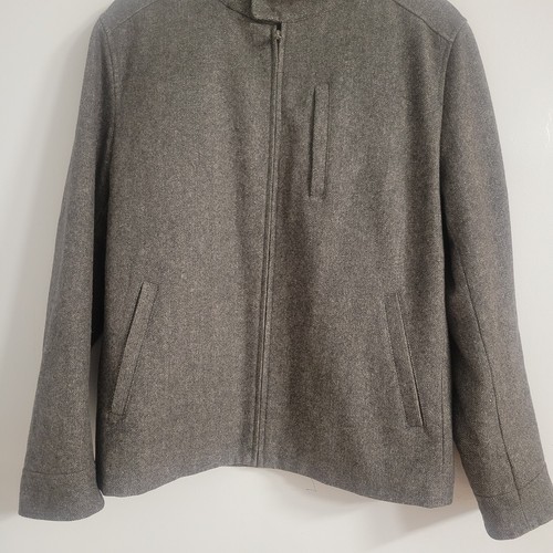 Banana Republic Size Med Wool Blend Jacket Charcoal Tweed Slant Pockets Hidden - Picture 5 of 11