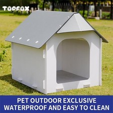 Outdoor Plastic Dog House Weatherproof Pet Puppy Shelter Kennel Easy Assembly