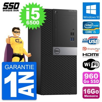 PC Tour Dell OptiPlex 7040 Core i5-6500 RAM 16Go SSD 960Go HDMI Windows 10 Wifi